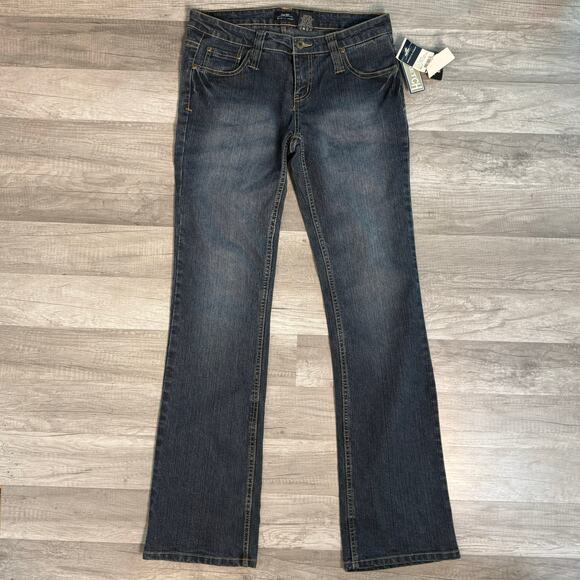 Y2K Embroidered Rhinestone Pocket Bootcut Jeans Mid Rise Size 9 00s NWT - Picture 4 of 6